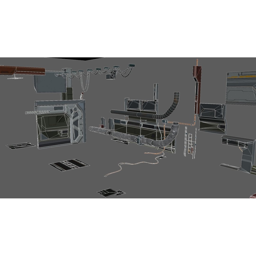 Modular Sci-Fi Hangars 3D Model – Low Poly Game Asset, FBX, PBR - View 78