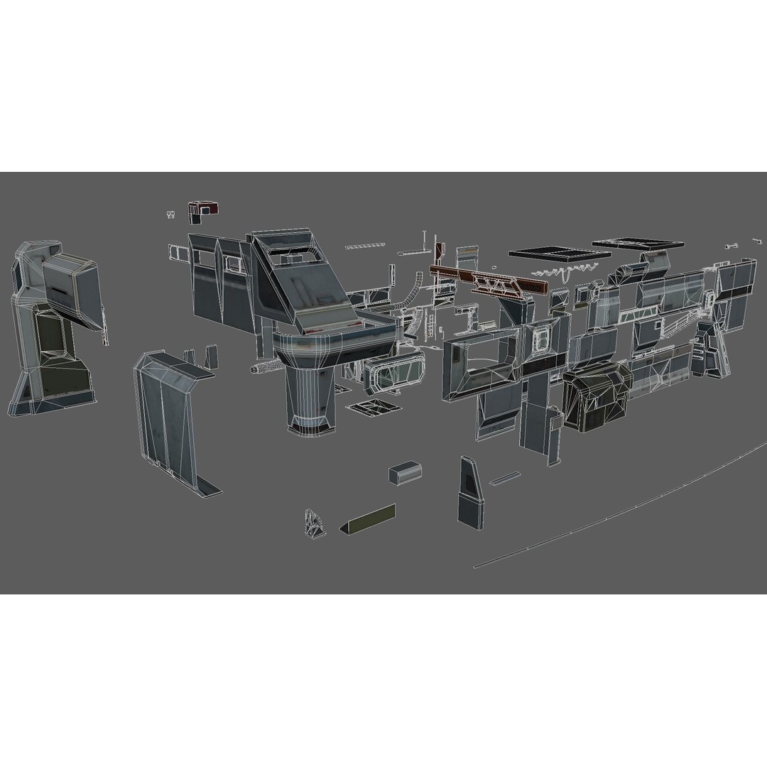 Modular Sci-Fi Hangars 3D Model – Low Poly Game Asset, FBX, PBR - View 79