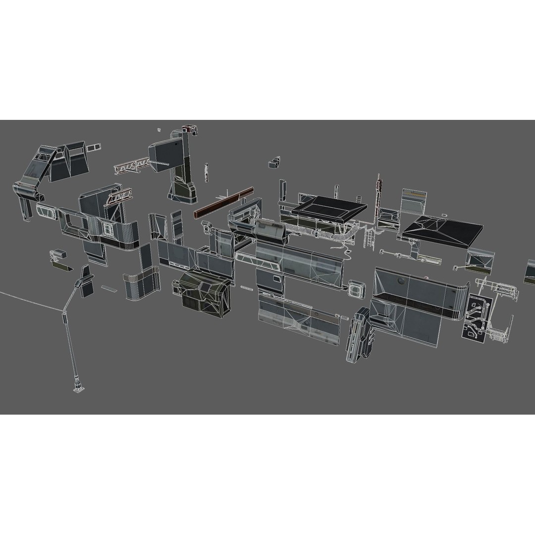 Modular Sci-Fi Hangars 3D Model – Low Poly Game Asset, FBX, PBR - View 80