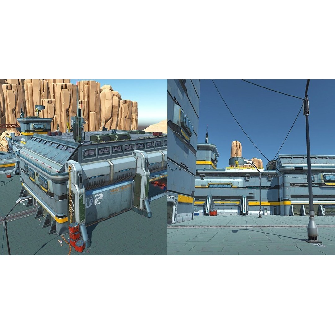 Modular Sci-Fi Hangars 3D Model – Low Poly Game Asset, FBX, PBR - View 81