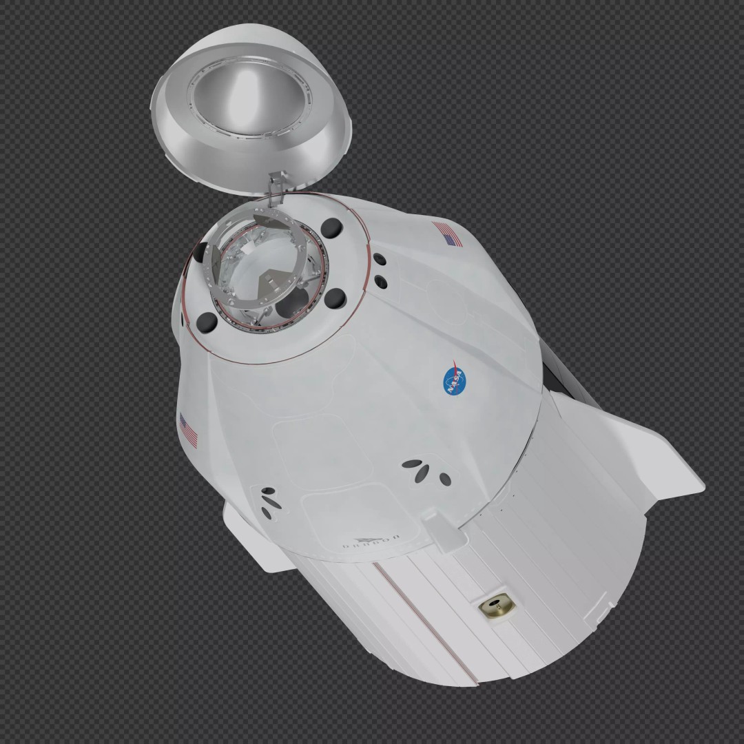 SpaceX Dragon 2 Cargo 3D Model – High-Detail Spacecraft, Blender, FBX - View 2