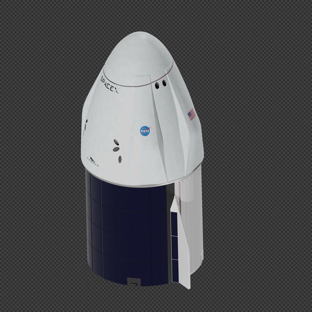 SpaceX Dragon 2 Cargo 3D Model – High-Detail Spacecraft, Blender, FBX - View 6