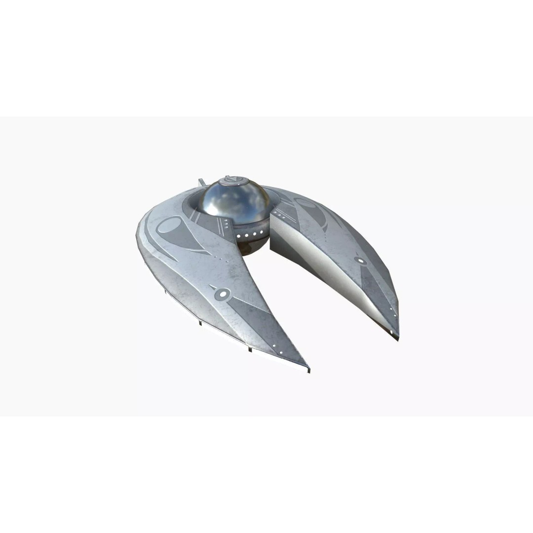 Alien Spaceship UFO 3D Model – Low Poly Sci-Fi Design, FBX - View 2