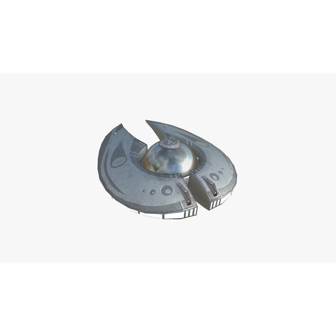Alien Spaceship UFO 3D Model – Low Poly Sci-Fi Design, FBX - View 4