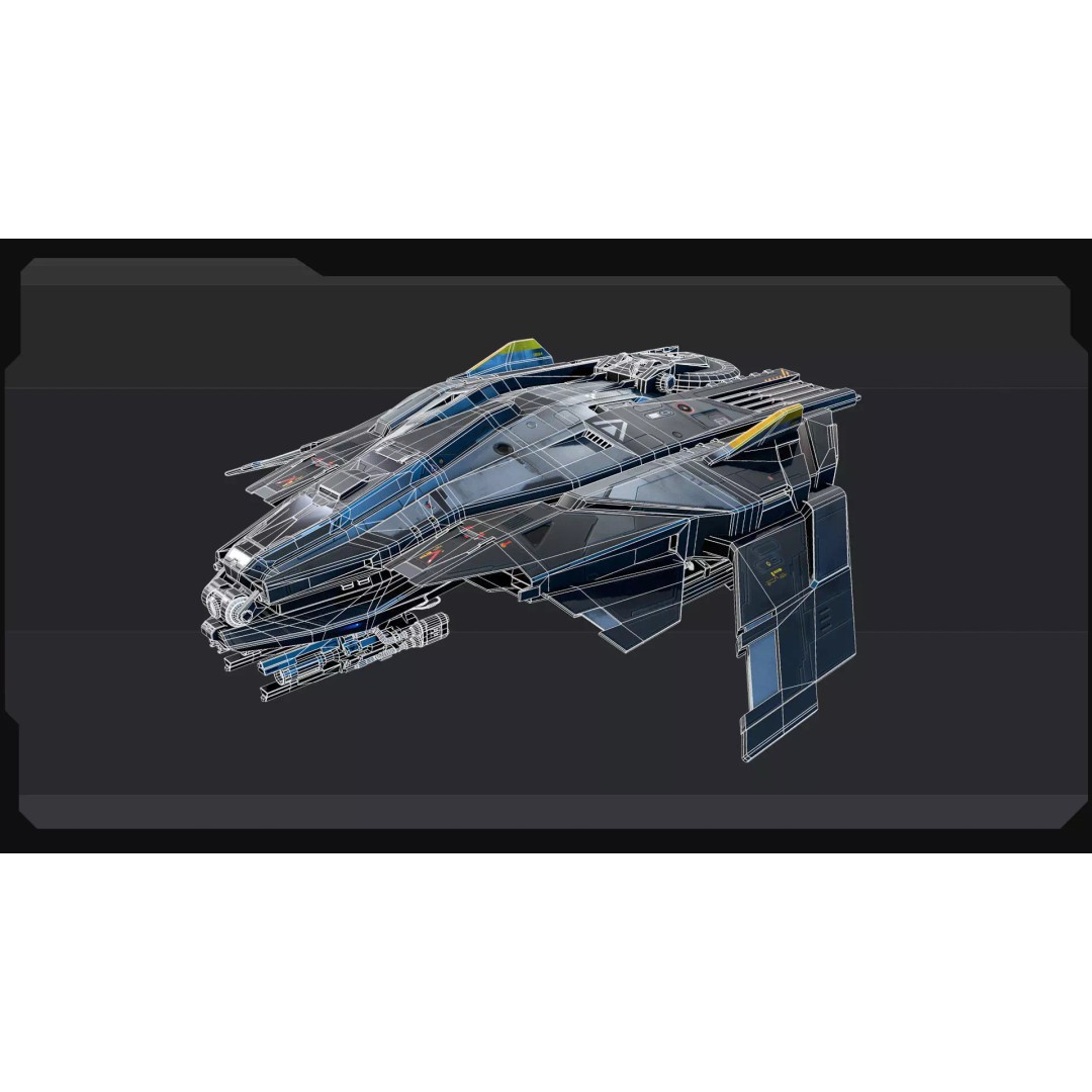 SF Fighter F50 3D Model – Low Poly Sci-Fi Spaceship, FBX, OBJ