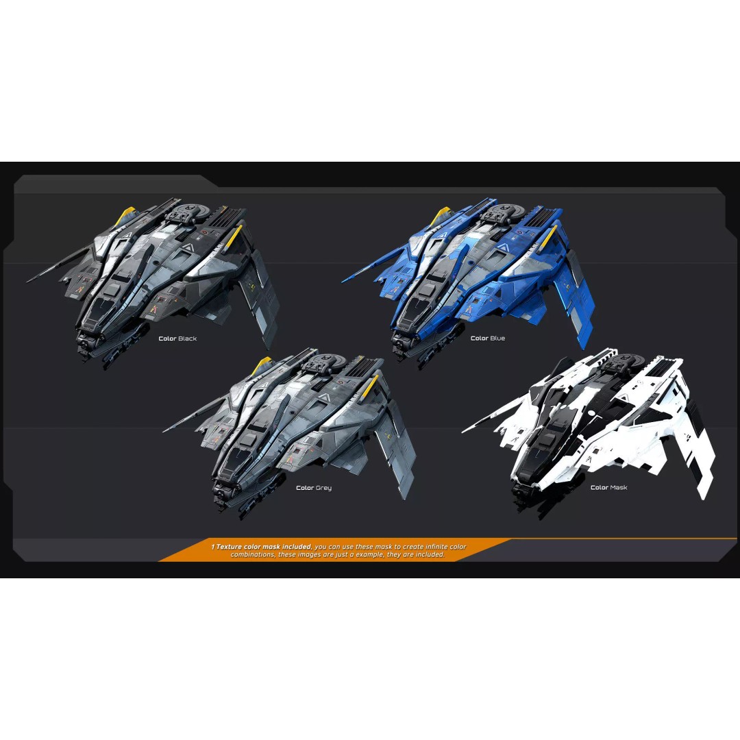 SF Fighter F50 3D Model – Low Poly Sci-Fi Spaceship, FBX, OBJ - View 10