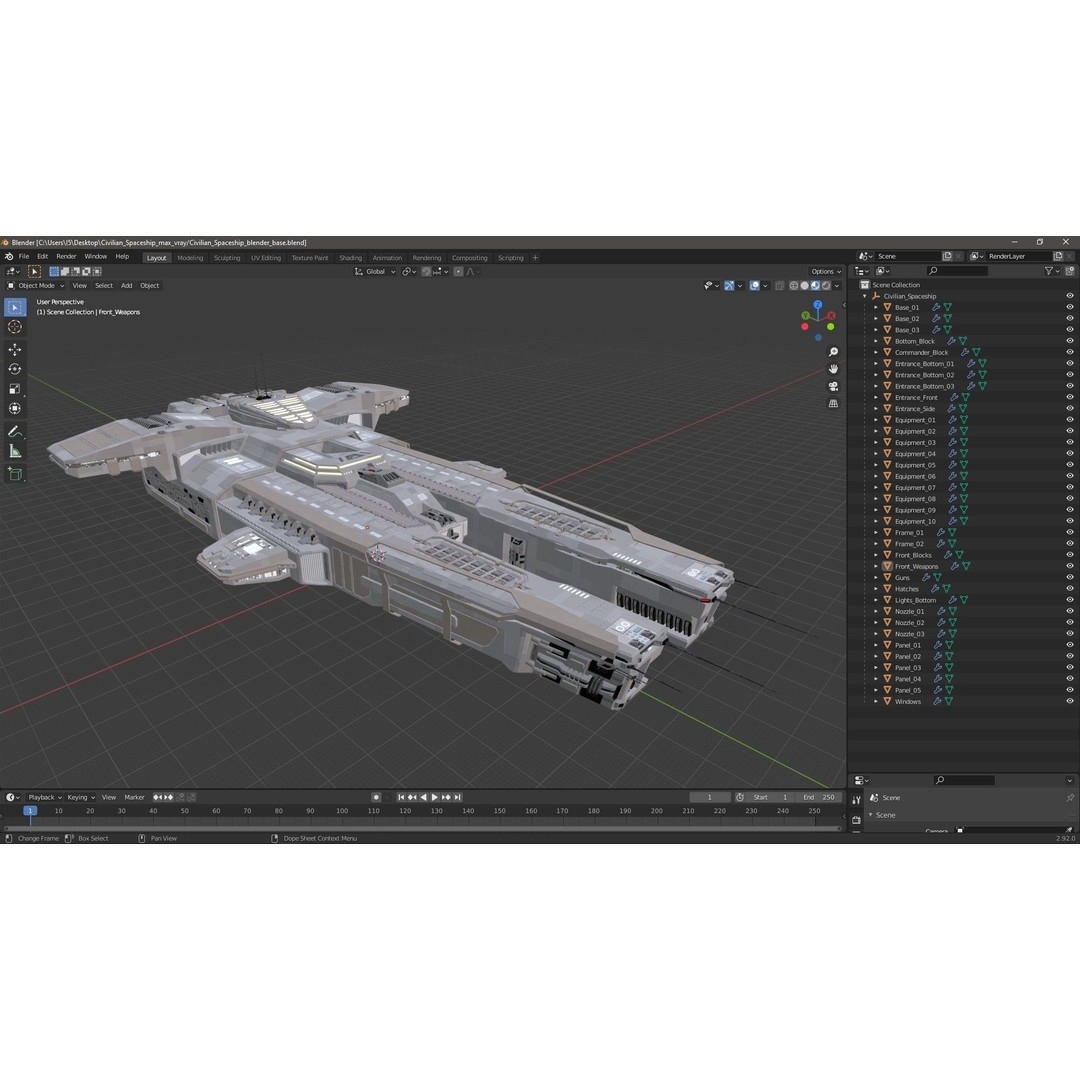 Civilian Spaceship 3D Model – High Quality PBR Asset, FBX, Blender - View 29