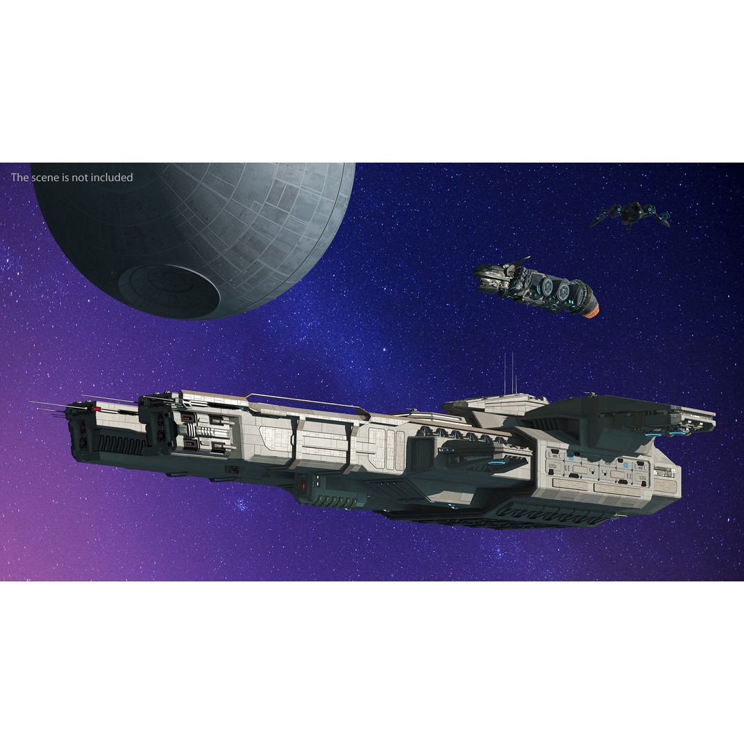 Civilian Spaceship 3D Model – High Quality PBR Asset, FBX, Blender - View 3