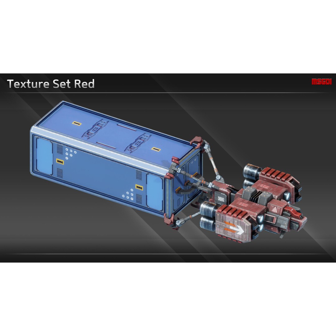 CH12 Cargo Hauler 3D Model – Low Poly Game Ready Spaceship, FBX - View 10