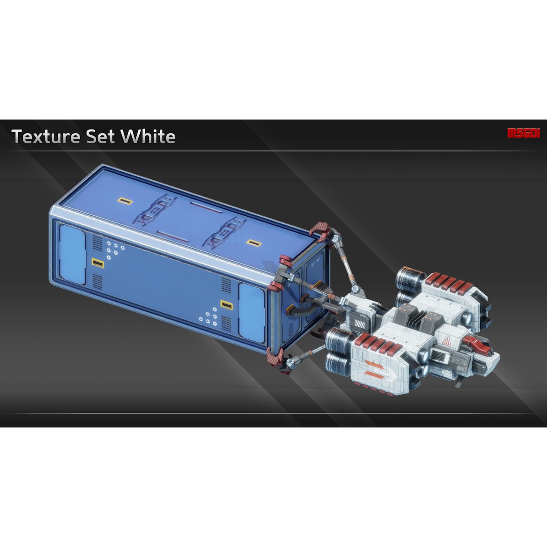CH12 Cargo Hauler 3D Model – Low Poly Game Ready Spaceship, FBX - View 11