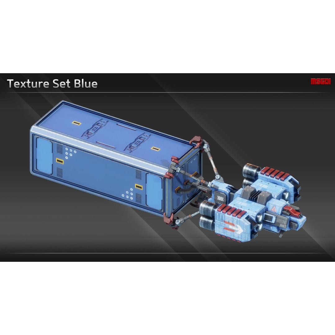 CH12 Cargo Hauler 3D Model – Low Poly Game Ready Spaceship, FBX - View 7