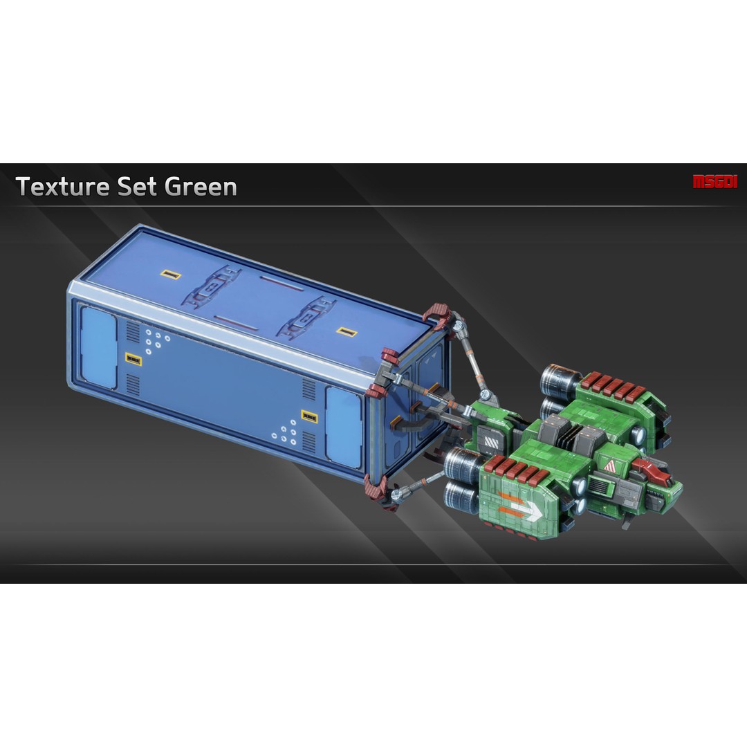 CH12 Cargo Hauler 3D Model – Low Poly Game Ready Spaceship, FBX - View 8