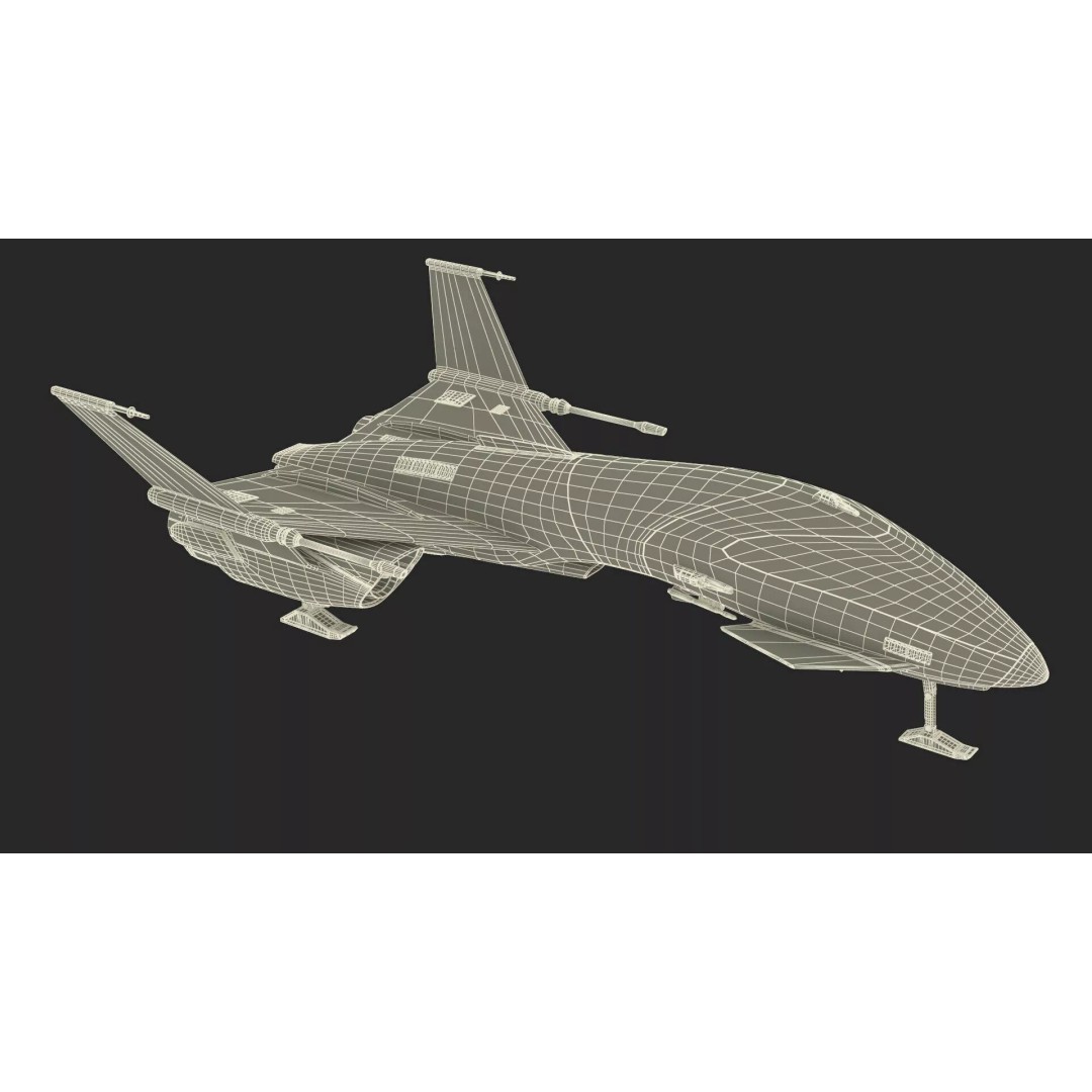 Black Futuristic Fighter Spaceship 3D Model – Rigged PBR Asset for Maya - View 22