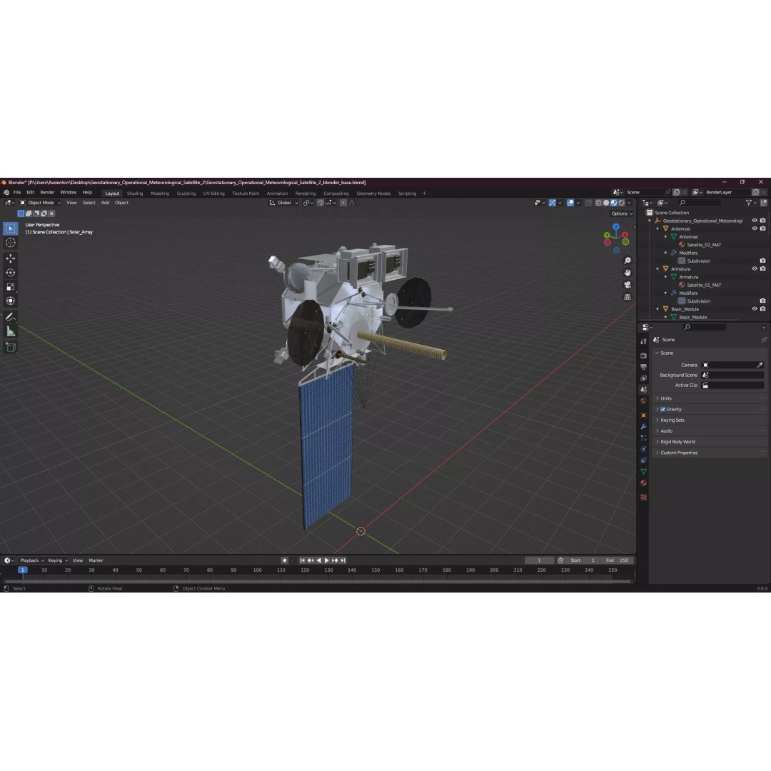 Geostationary Operational Meteorological Satellite 2 3D Model – PBR Textured Space Asset, FBX - View 16