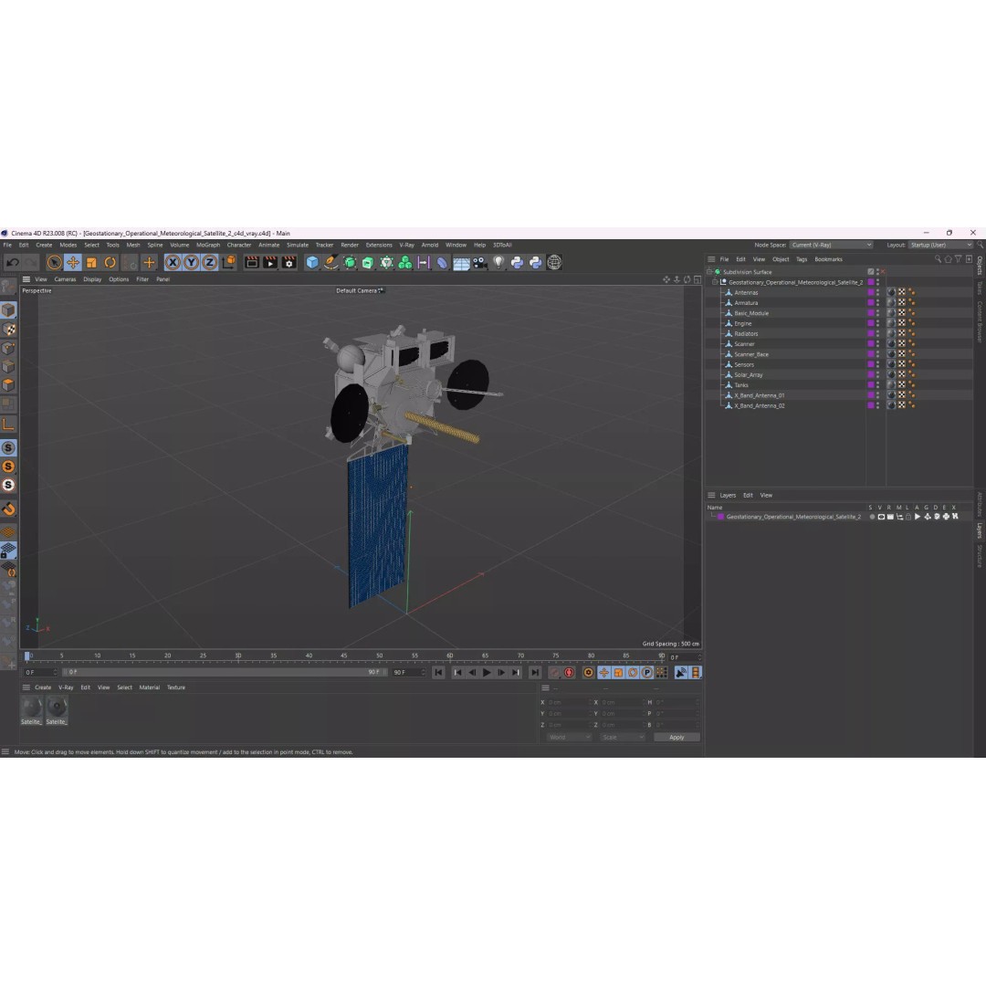 Geostationary Operational Meteorological Satellite 2 3D Model – PBR Textured Space Asset, FBX - View 18
