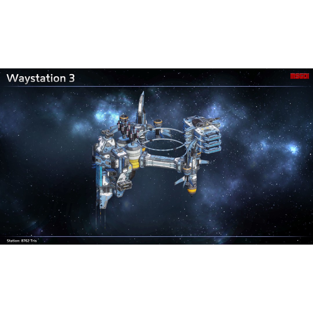 Modular Waystation Space Station 3D Model – Low Poly Game Asset, FBX - View 4