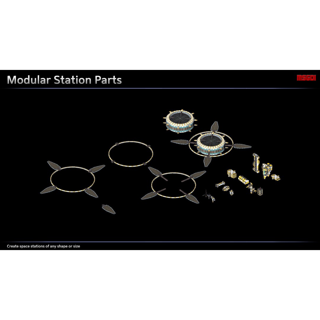 Modular Waystation Space Station 3D Model – Low Poly Game Asset, FBX - View 7