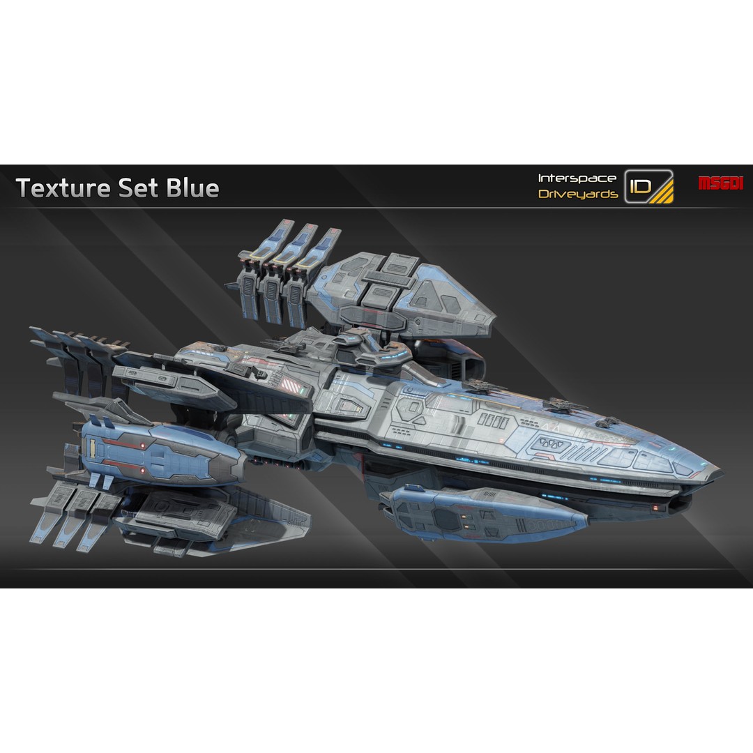 Pilgrim Class Battleship 3D Model – Low Poly Game Ready Spaceship, FBX/OBJ - View 11