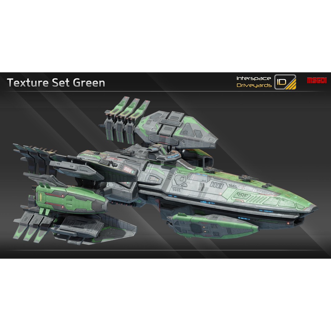 Pilgrim Class Battleship 3D Model – Low Poly Game Ready Spaceship, FBX/OBJ - View 12