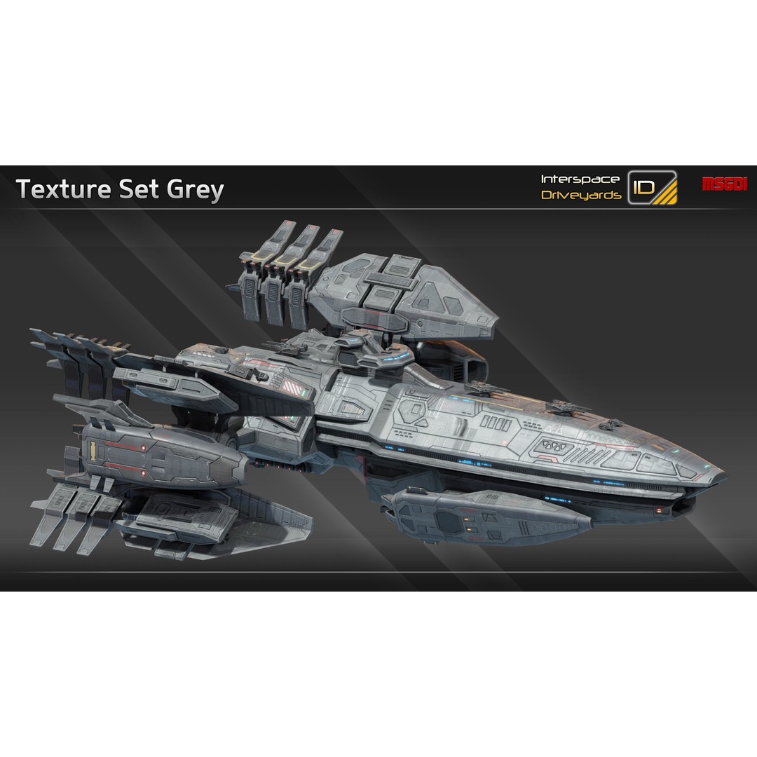 Pilgrim Class Battleship 3D Model – Low Poly Game Ready Spaceship, FBX/OBJ - View 13