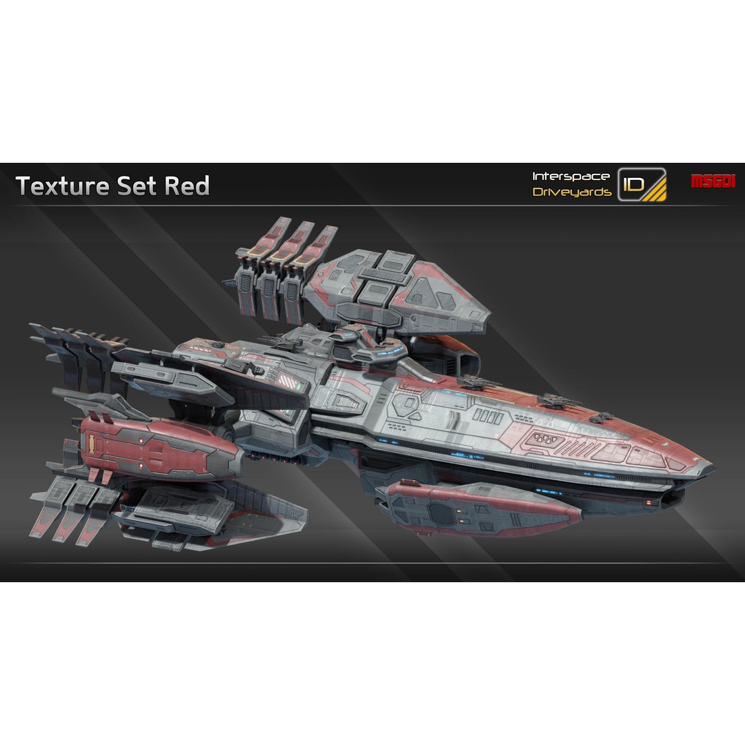 Pilgrim Class Battleship 3D Model – Low Poly Game Ready Spaceship, FBX/OBJ - View 14
