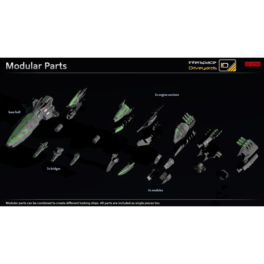 Pilgrim Class Battleship 3D Model – Low Poly Game Ready Spaceship, FBX/OBJ - View 3