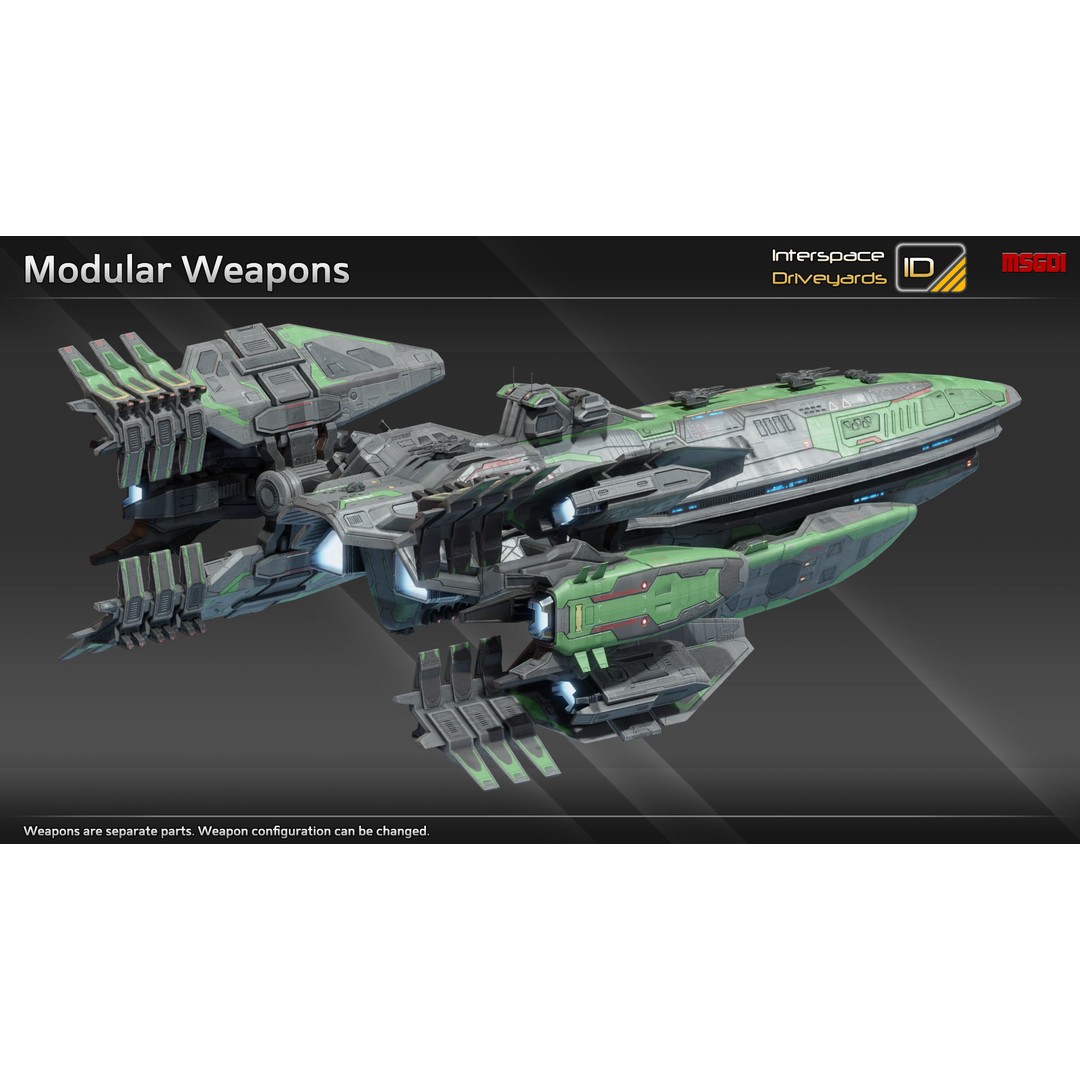 Pilgrim Class Battleship 3D Model – Low Poly Game Ready Spaceship, FBX/OBJ - View 9