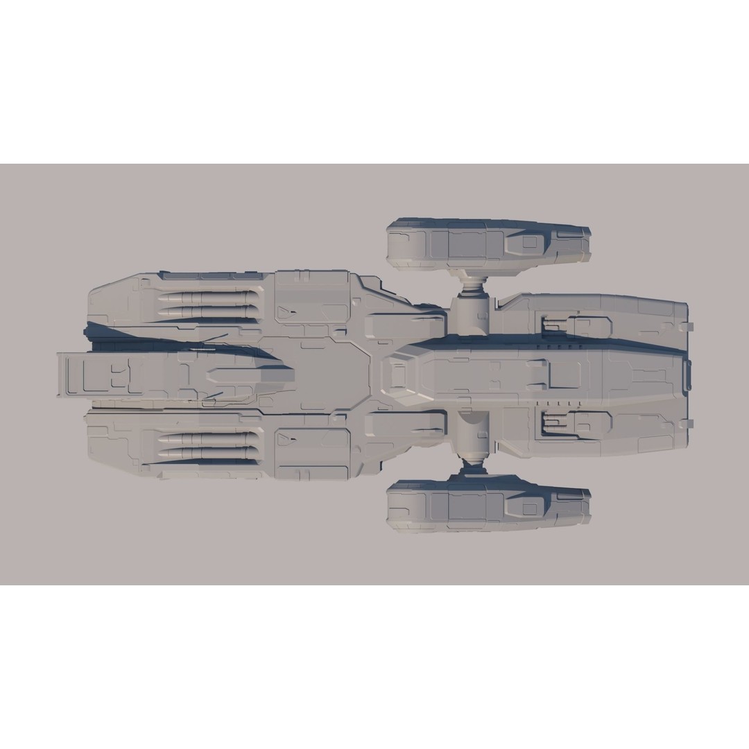 Sci Fi Dropship 3D Model – Futuristic Military Starship, FBX & OBJ - View 10