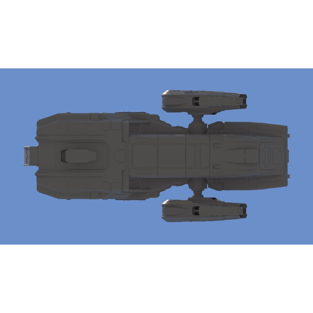 Sci Fi Dropship 3D Model – Futuristic Military Starship, FBX & OBJ - View 11