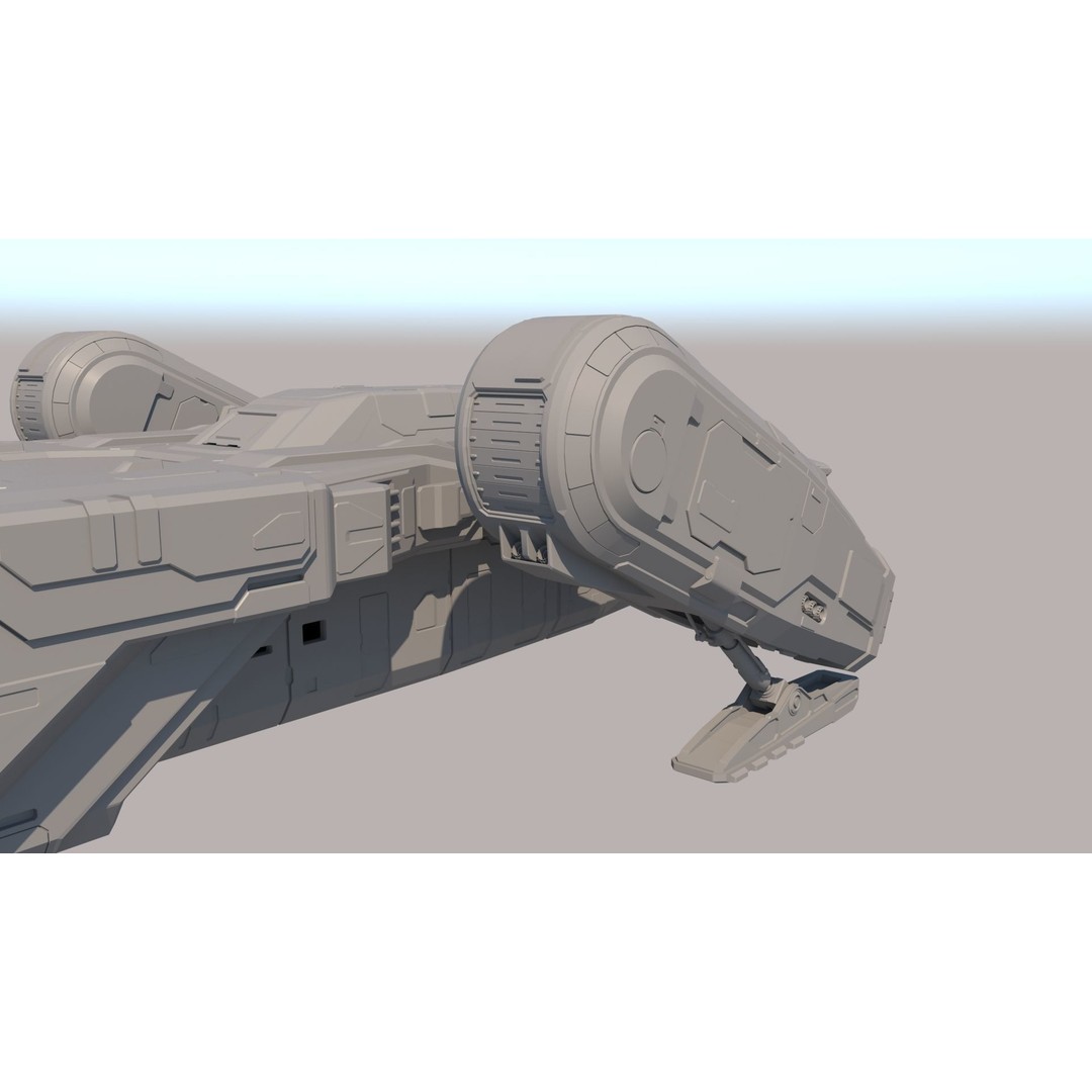 Sci Fi Dropship 3D Model – Futuristic Military Starship, FBX & OBJ - View 13