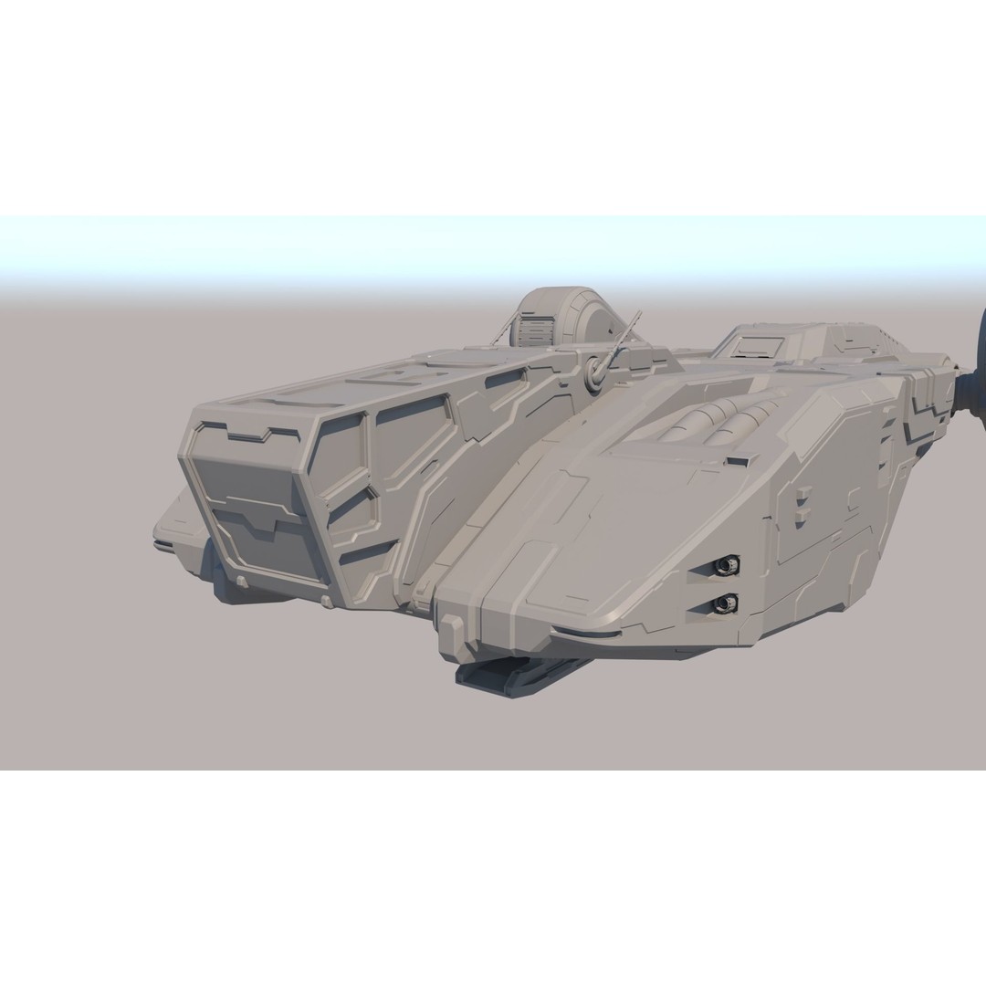 Sci Fi Dropship 3D Model – Futuristic Military Starship, FBX & OBJ - View 16