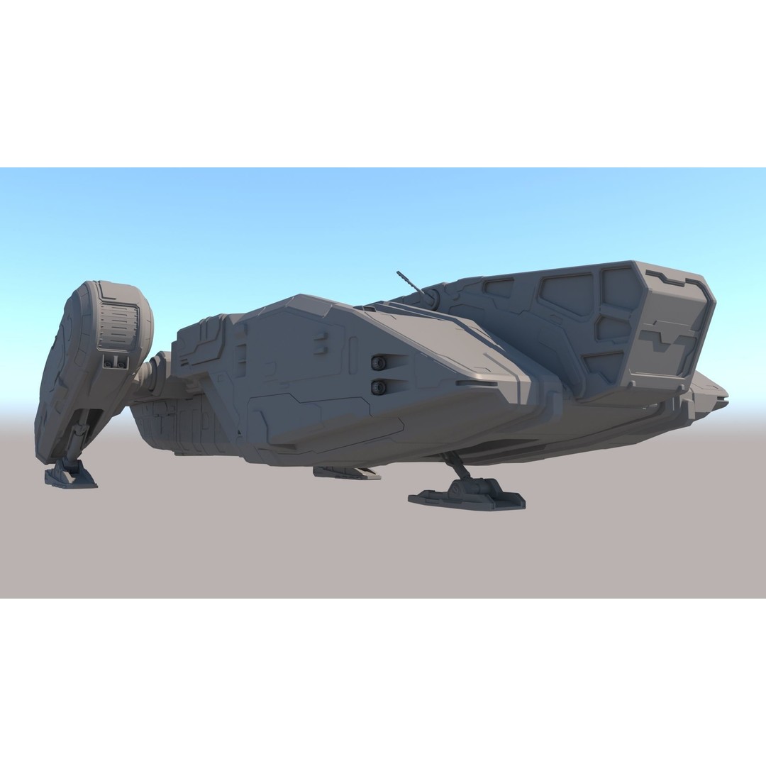 Sci Fi Dropship 3D Model – Futuristic Military Starship, FBX & OBJ - View 17