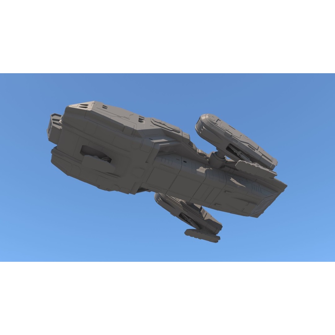 Sci Fi Dropship 3D Model – Futuristic Military Starship, FBX & OBJ - View 5