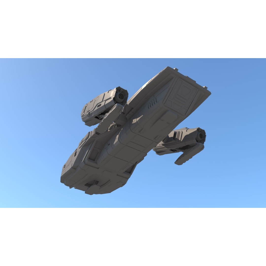Sci Fi Dropship 3D Model – Futuristic Military Starship, FBX & OBJ - View 6