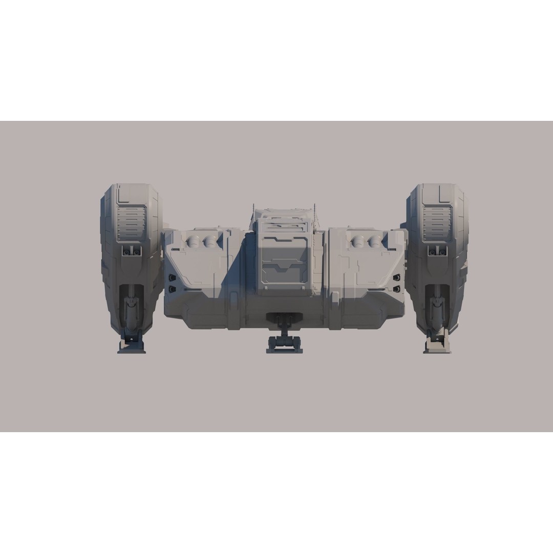 Sci Fi Dropship 3D Model – Futuristic Military Starship, FBX & OBJ - View 8