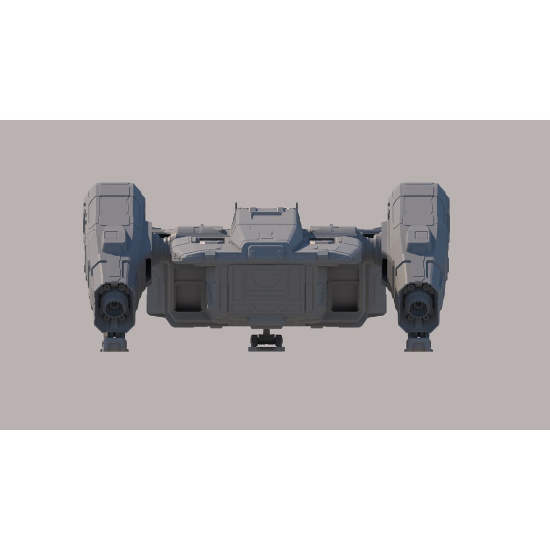 Sci Fi Dropship 3D Model – Futuristic Military Starship, FBX & OBJ - View 9