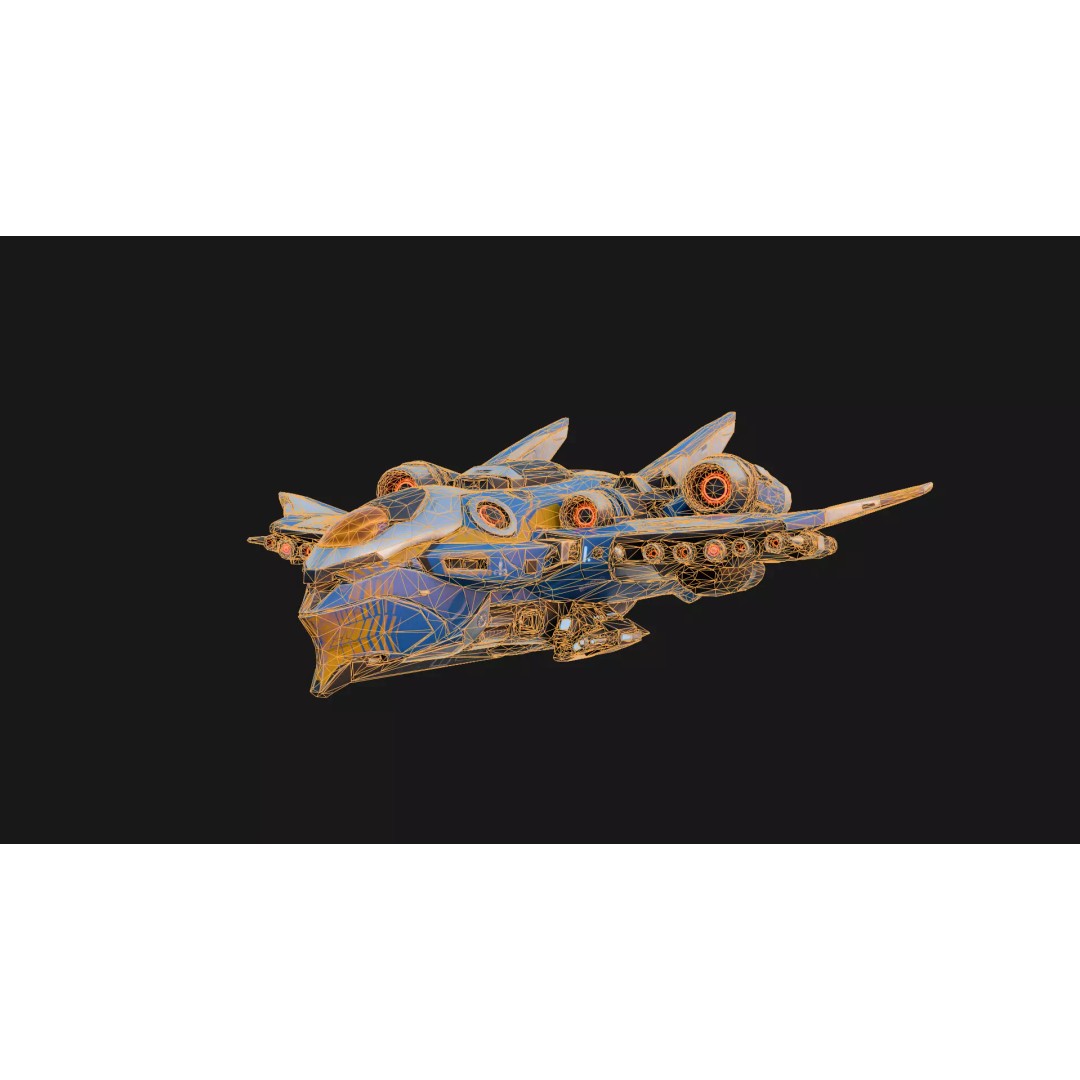 Sci-Fi Space Ship X1 3D Model – Low Poly Game Ready Asset, FBX