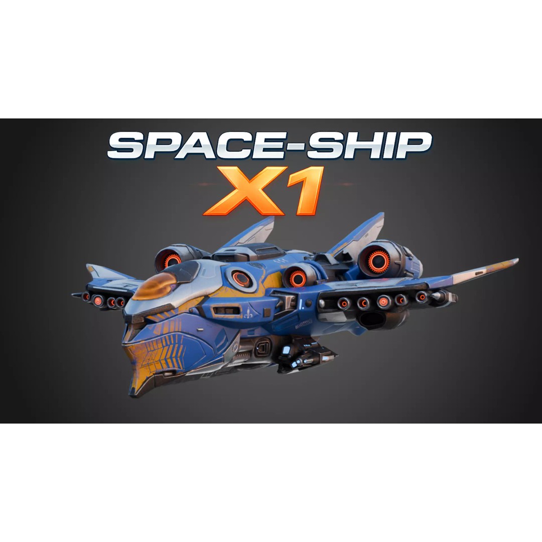 Sci-Fi Space Ship X1 3D Model – Low Poly Game Ready Asset, FBX - View 2