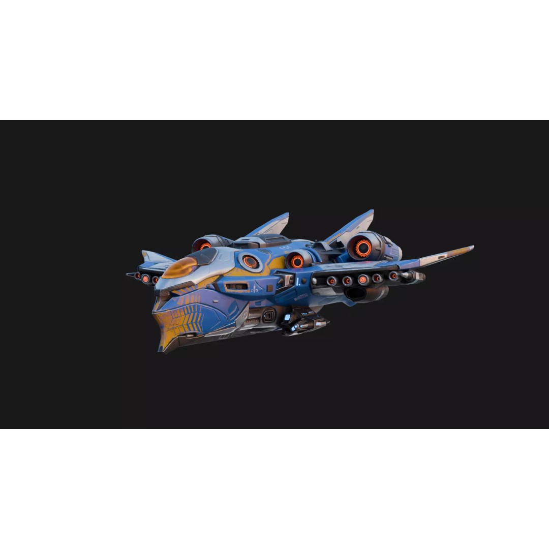 Sci-Fi Space Ship X1 3D Model – Low Poly Game Ready Asset, FBX - View 3