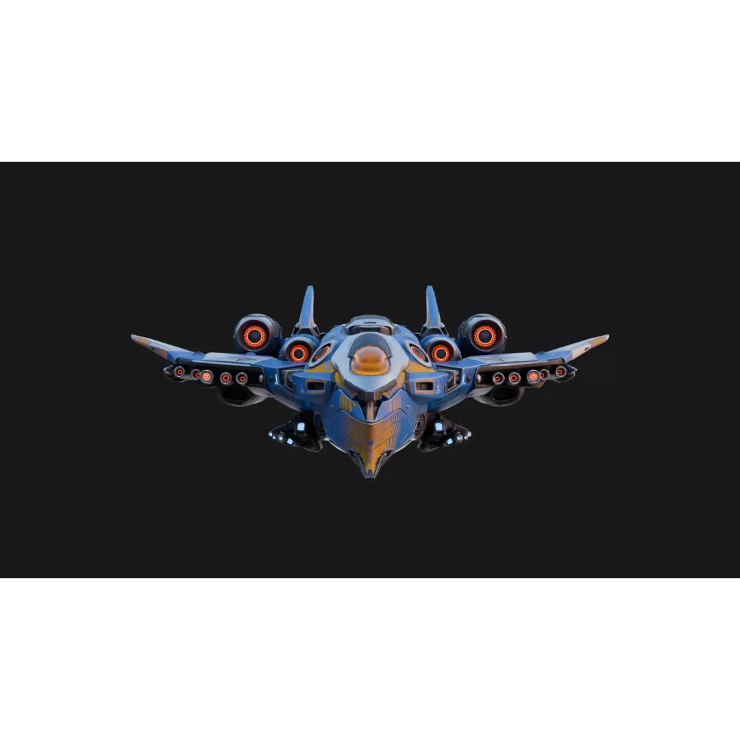Sci-Fi Space Ship X1 3D Model – Low Poly Game Ready Asset, FBX - View 4