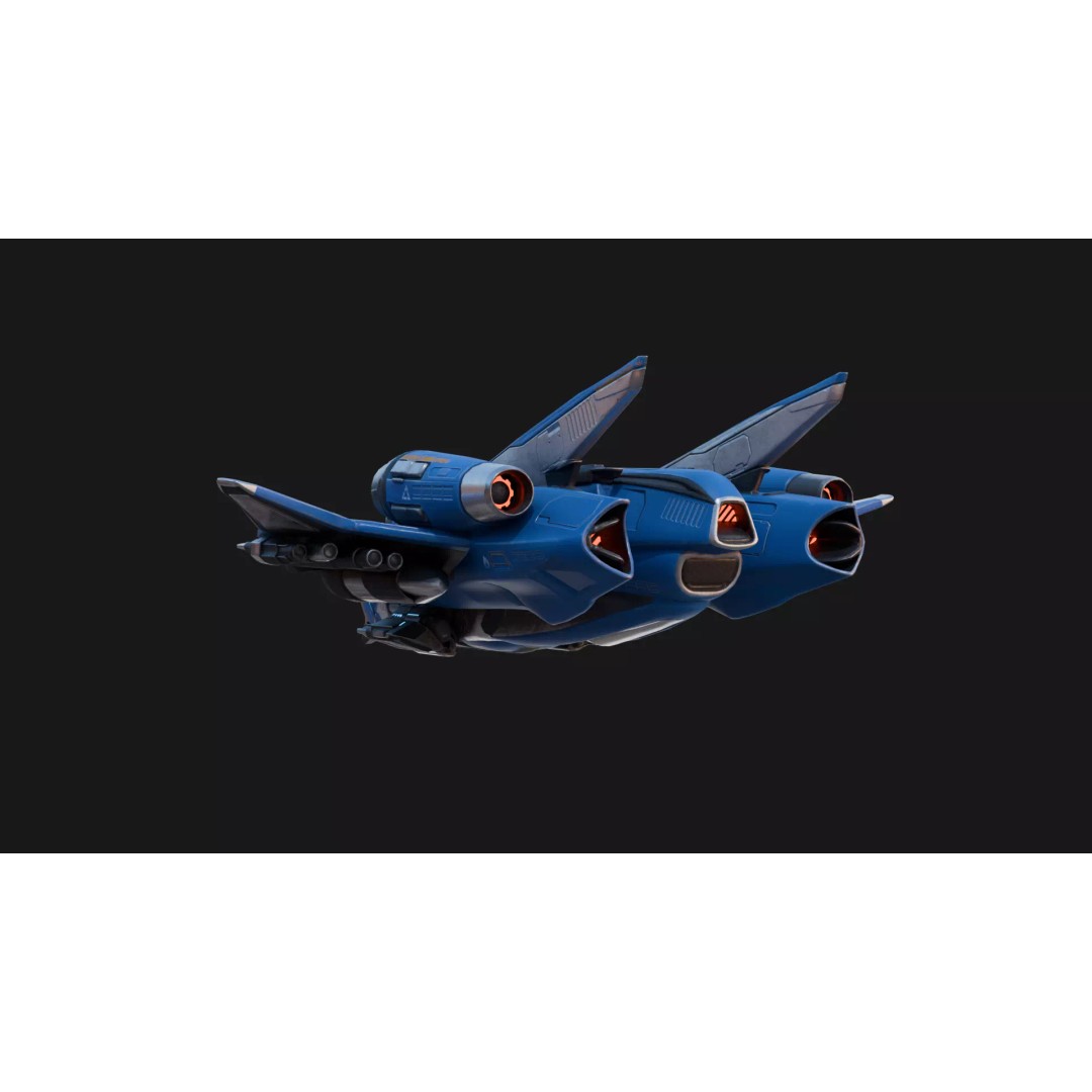 Sci-Fi Space Ship X1 3D Model – Low Poly Game Ready Asset, FBX - View 6