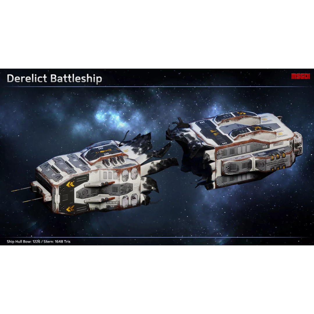Spaceship Shipwrecks 3D Model – Low Poly Game Asset, FBX - View 2