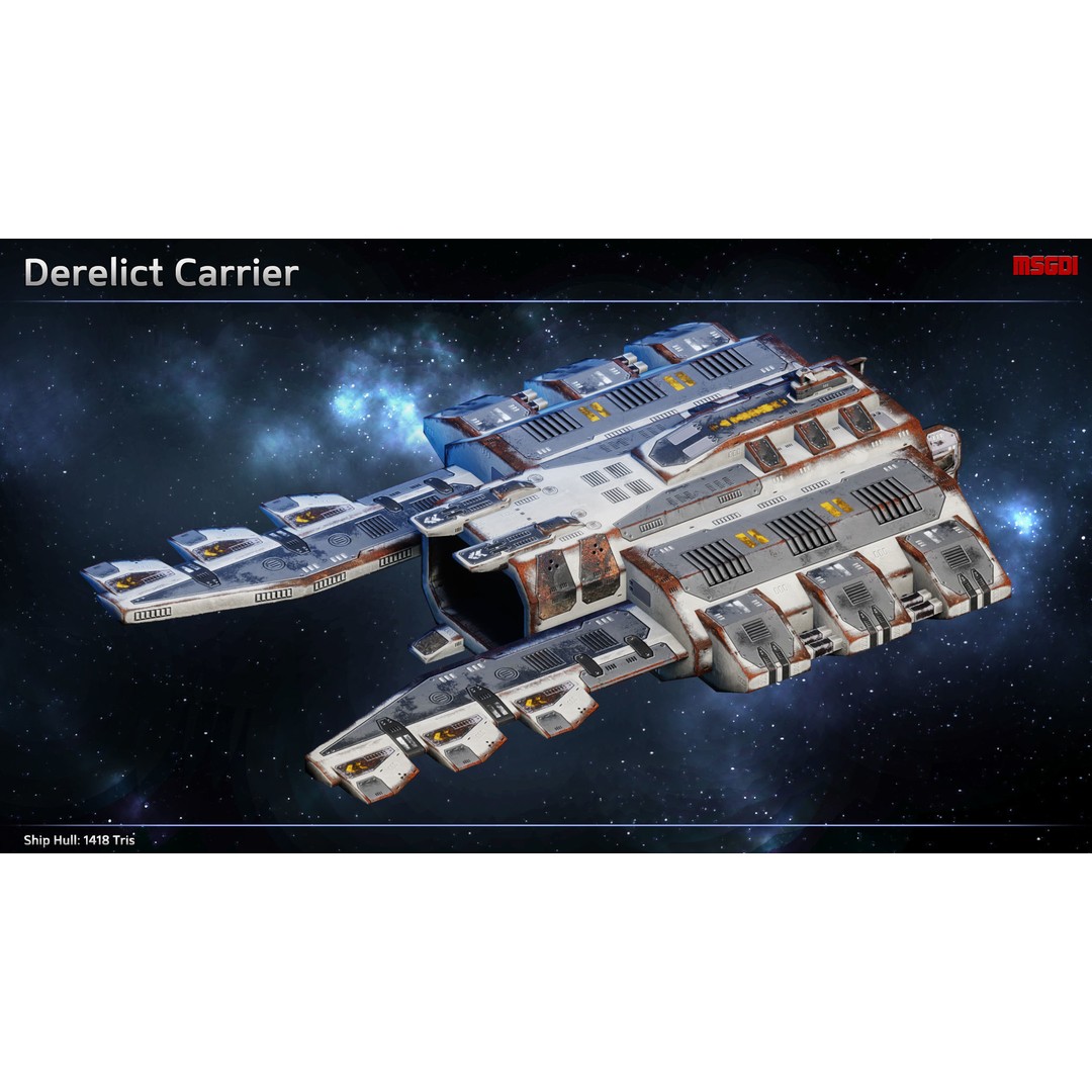Spaceship Shipwrecks 3D Model – Low Poly Game Asset, FBX - View 3