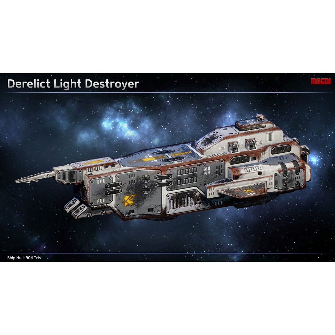 Spaceship Shipwrecks 3D Model – Low Poly Game Asset, FBX - View 4