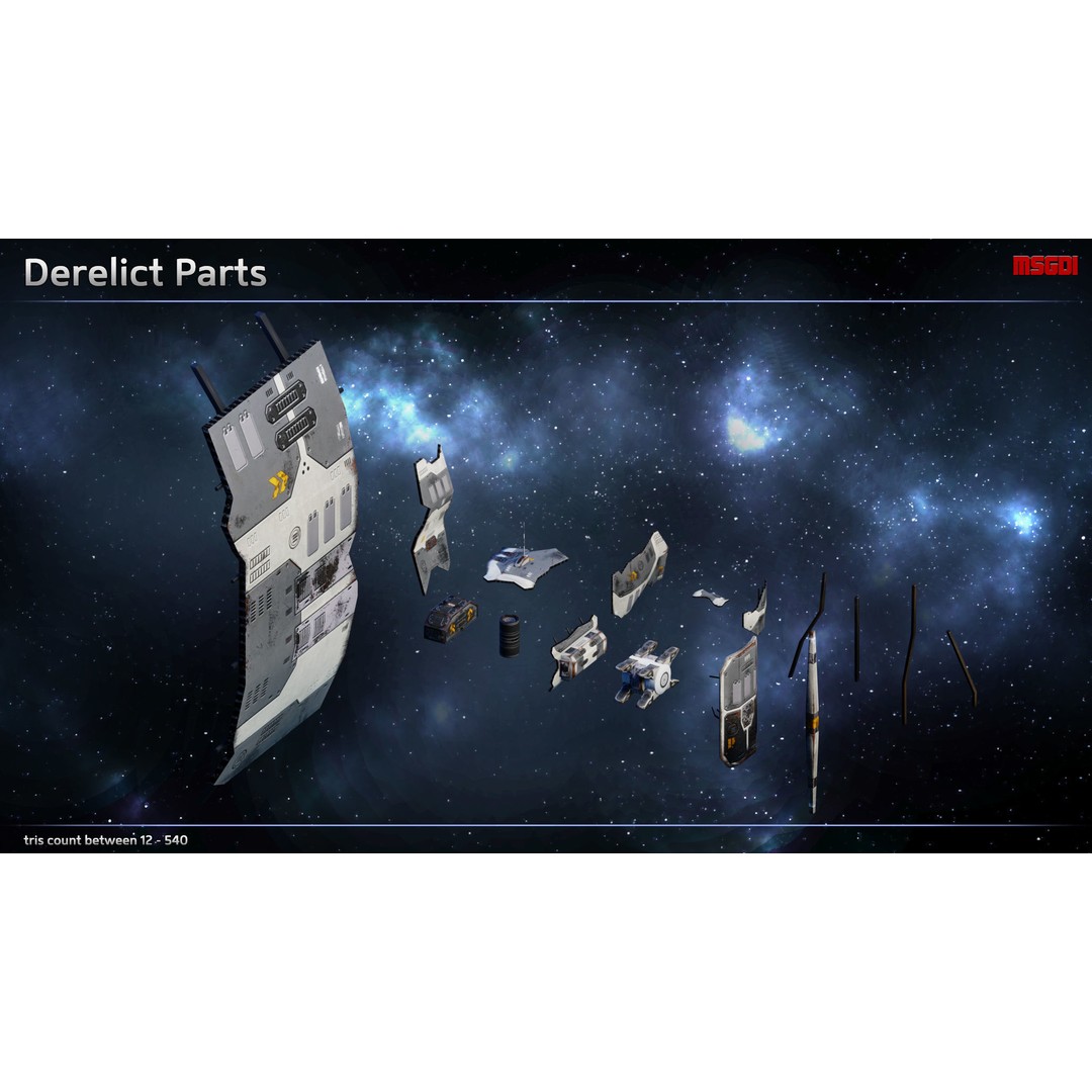 Spaceship Shipwrecks 3D Model – Low Poly Game Asset, FBX - View 6