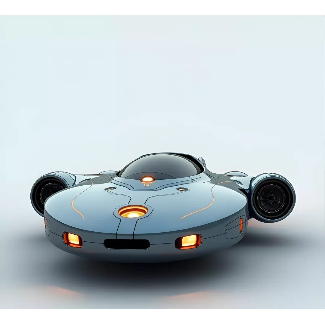 Retro Futuristic Starship 3D Model – Low Poly Sci-Fi Vehicle, FBX - View 6
