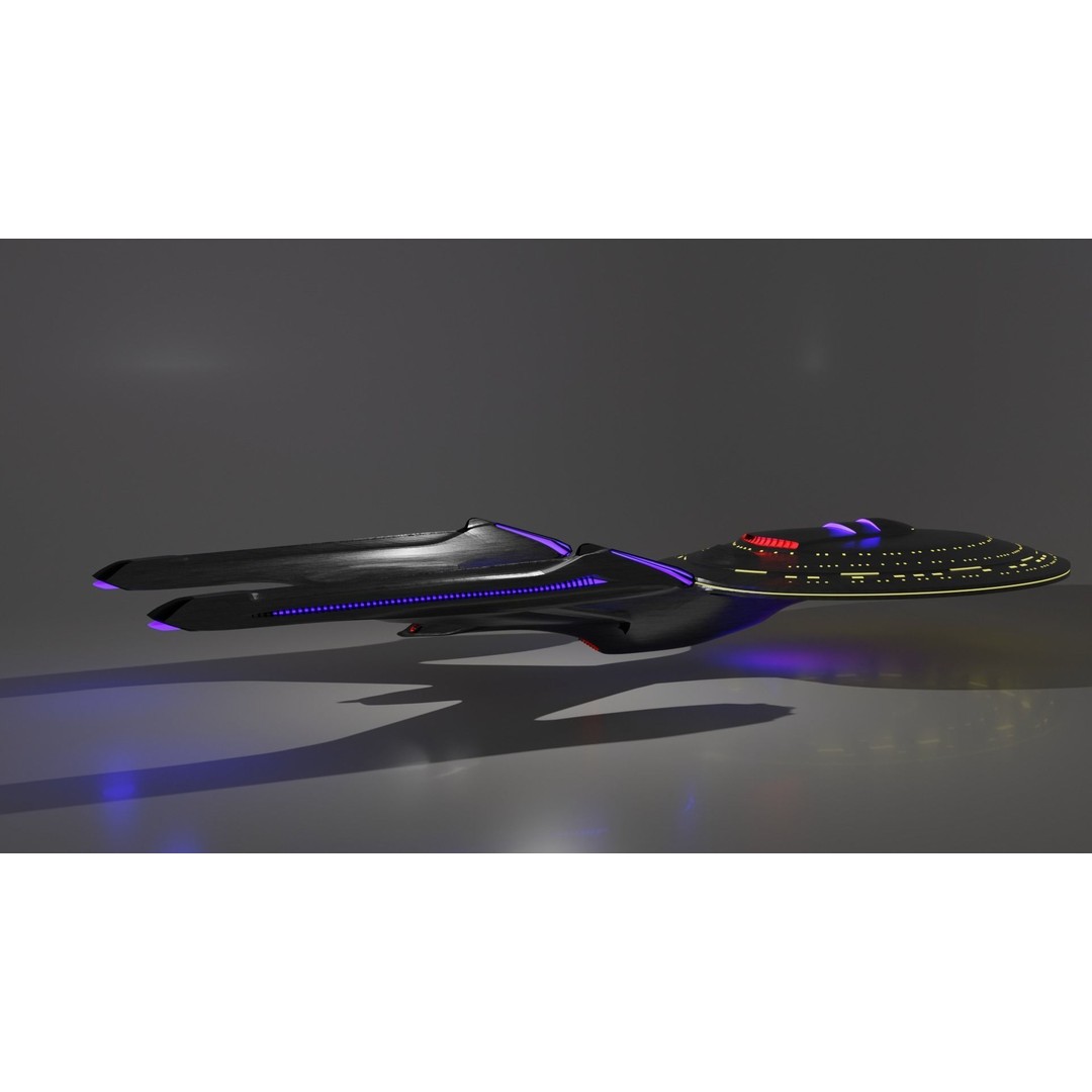 USS-Enterprise Inspired 3D Model – Low Poly Spacecraft, FBX, OBJ - View 11