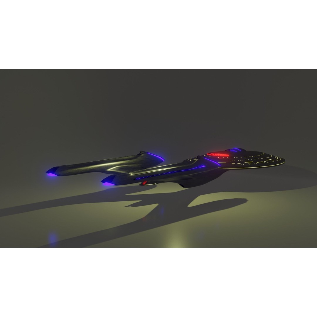 USS-Enterprise Inspired 3D Model – Low Poly Spacecraft, FBX, OBJ - View 12