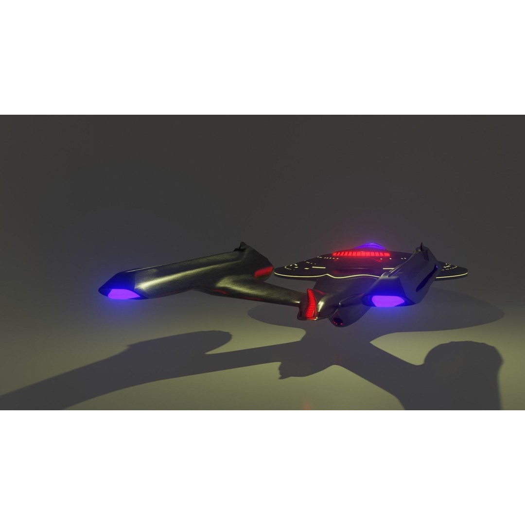 USS-Enterprise Inspired 3D Model – Low Poly Spacecraft, FBX, OBJ - View 14