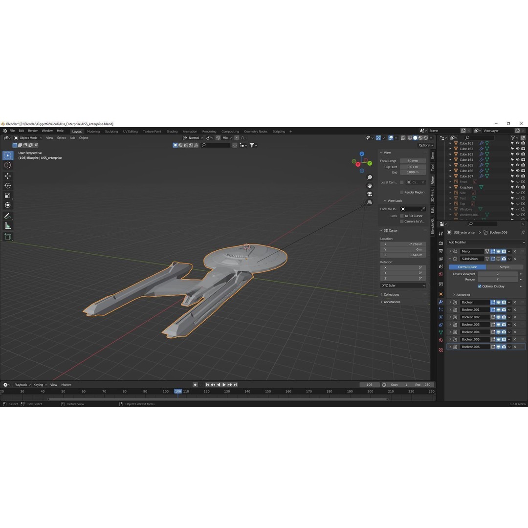 USS-Enterprise Inspired 3D Model – Low Poly Spacecraft, FBX, OBJ - View 15